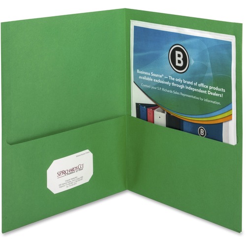 2-Pocket Folders, 100 Sheet Capacity, Letter, 12"x9", Green 25/BX