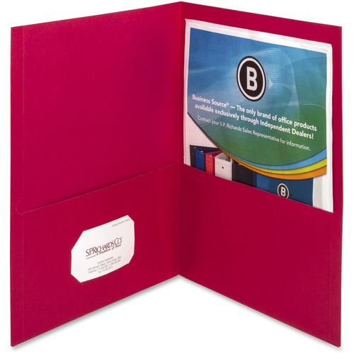 2-Pocket Folders, 100 Sheet Capacity, Letter, 12"x9", Red 25/BX