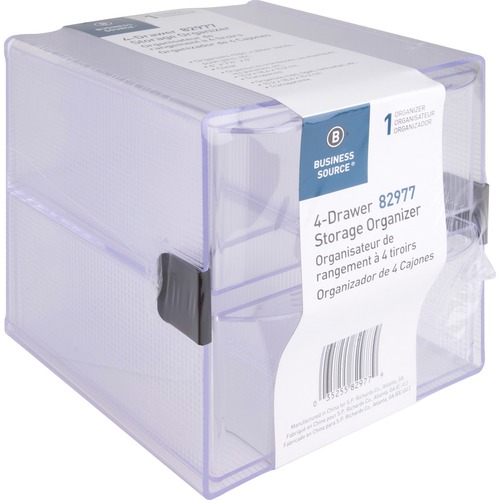 Storage Organizer, 4 Drawer, 6" x 7-1/4" x 6", Clear