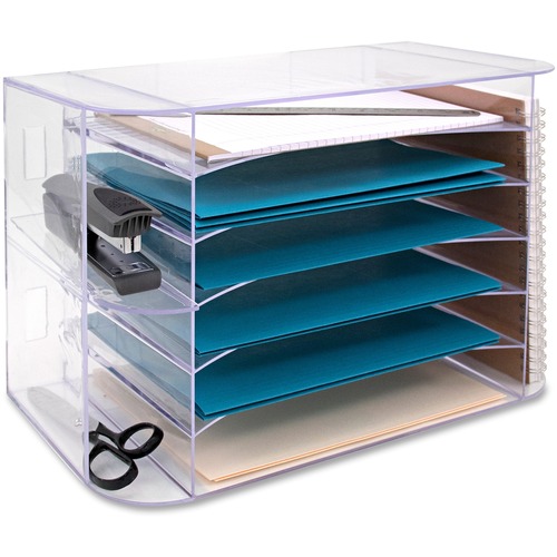 Desk Sorter With 6 Letter Trays, Jumbo, 18-1/8"x10"x12-1/4", Clear