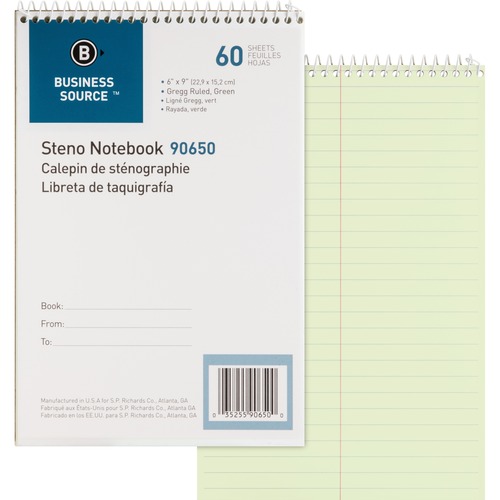 Book, Steno, Gregg, 60 Sheet, Green