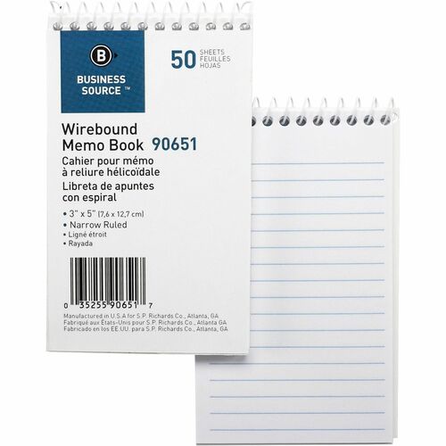 Book, Memo, End-Open, 3x5, White 12/DZ