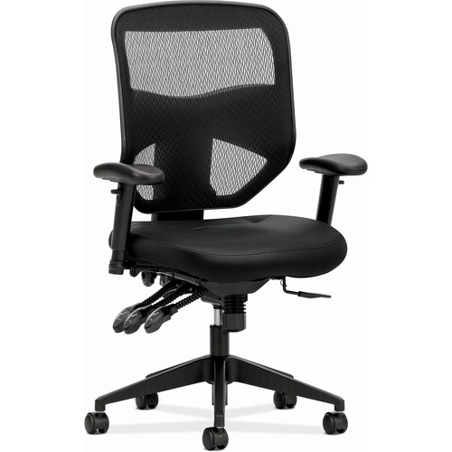 Chair, Task, High Back, Leather, Black