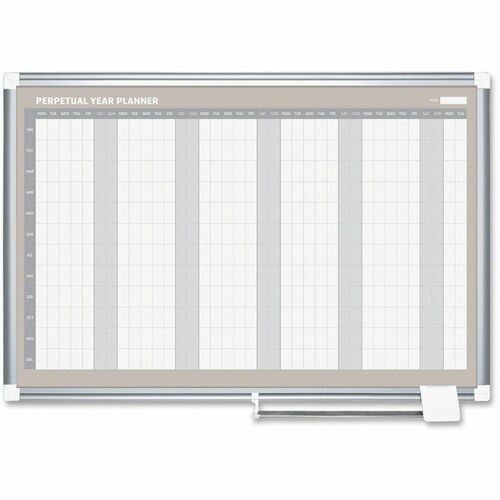 Calendar Board, Dry Erase, 36" x 48", Annual, White
