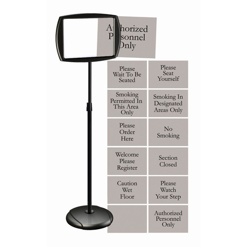 Floor Pedestal Sign, Interchangeable, 11" x 15" x 65", Black