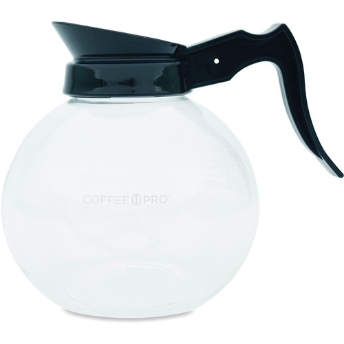 Glass Decanter, Regular, 12 Cup, 8" x 10" x 10", Black Handle