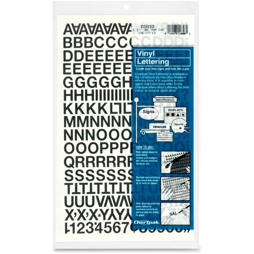 Letter, Numbers, Vinyl, 1/2" Black 201/PK