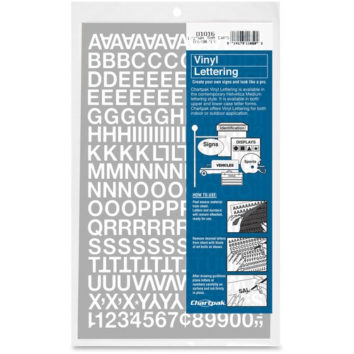 Letter, Numbers, Vinyl, 1/2" White 201/PK