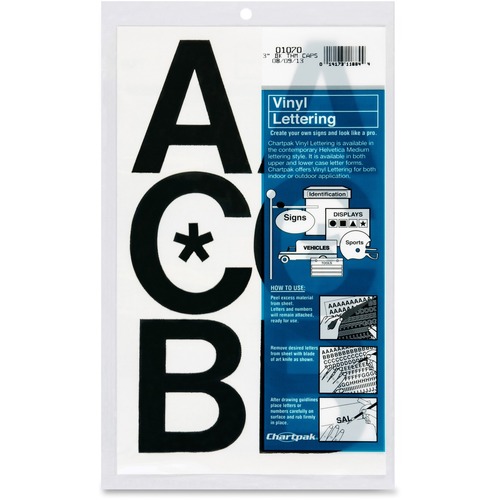 Letters, Vinyl, 3", Black 50/PK