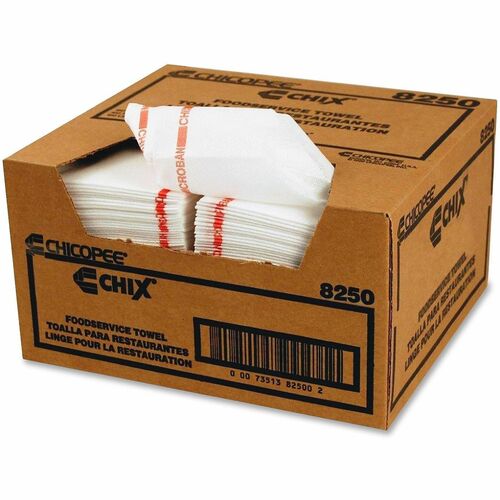 Towel, Food Service, Chix, White/Red Stripe 150/CT