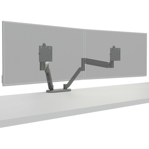 Monitor Arm, Dual, 12" Height Adjustment, Silver