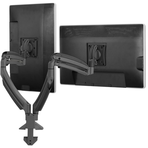 Monitor Mount, Double, Height Adjustable, 13" Range, Black