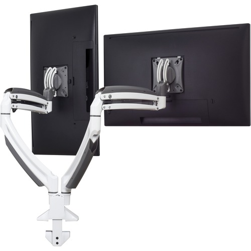 Monitor Mount, Double, Height Adjustable, 13" Range, White