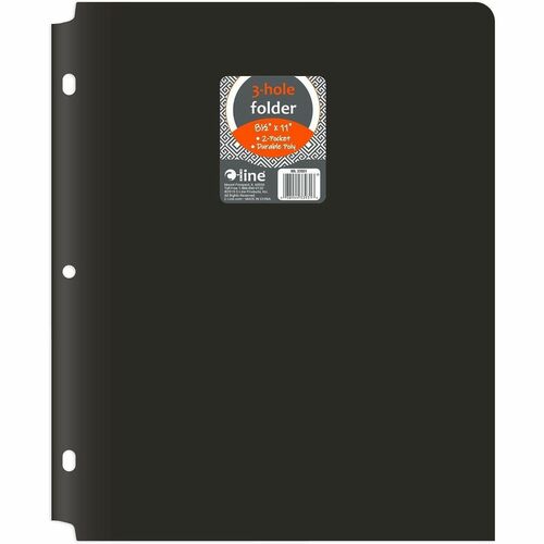 Portfolio, 2-Pocket, 3-Hole, 9-2/5" x 11-2/5" x 1/10", Black 25/BX