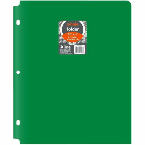 Portfolio, 2-Pocket, 3-Hole, 9-2/5" x 11-2/5" x 1/10", Green 25/BX