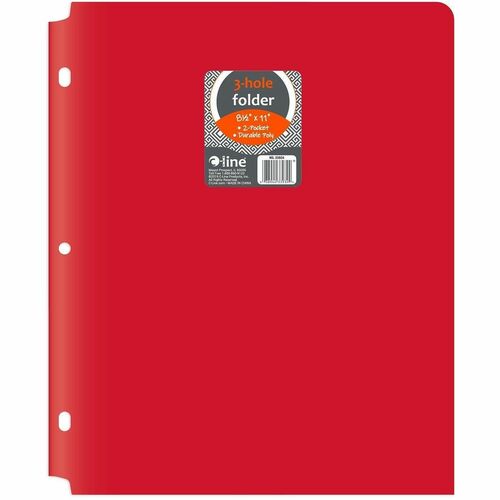 Portfolio, 2-Pocket, 3-Hole, 9-2/5" x 11-2/5" x 1/10", Red 25/BX