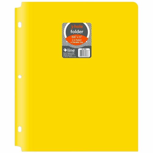 Portfolio, 2-Pocket, 3-Hole, 9-2/5" x 11-2/5" x 1/10", Yellow 25/BX