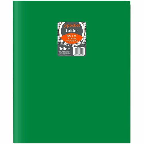 Portfolio, 3-Pocket, with Card Holder, Poly, Letter, Green 24/BX