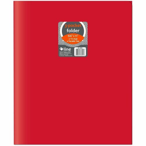 Portfolio, 3-Pocket, with Card Holder, Poly, Letter, Red 24/BX