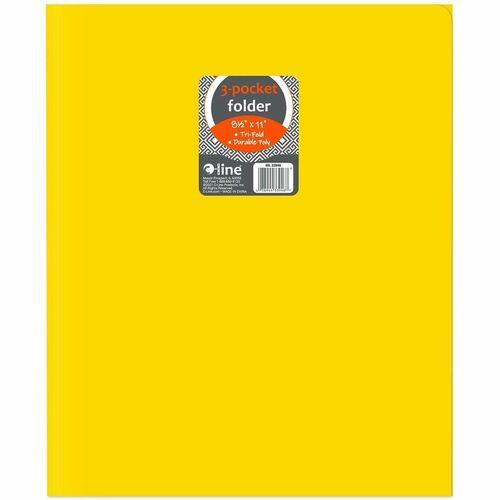 Portfolio, 3-Pocket, with Card Holder, Poly, Letter, Yellow 24/BX