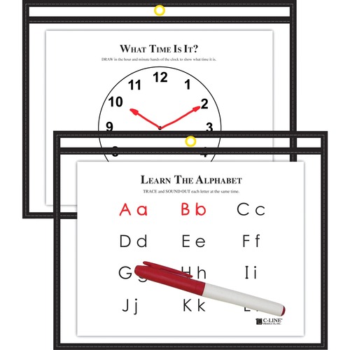 Pocket, Dry Erase, 9x12, Black