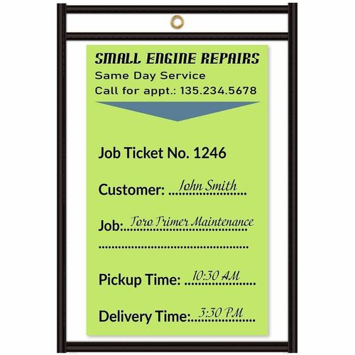 Shop Ticket Holder, Stitched, 4" x 6", Clear Vinyl 25/BX