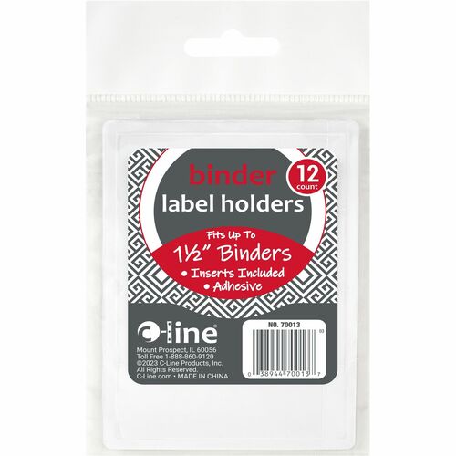 Holder, Label, Adhesive, Binder, 1" 12/PK
