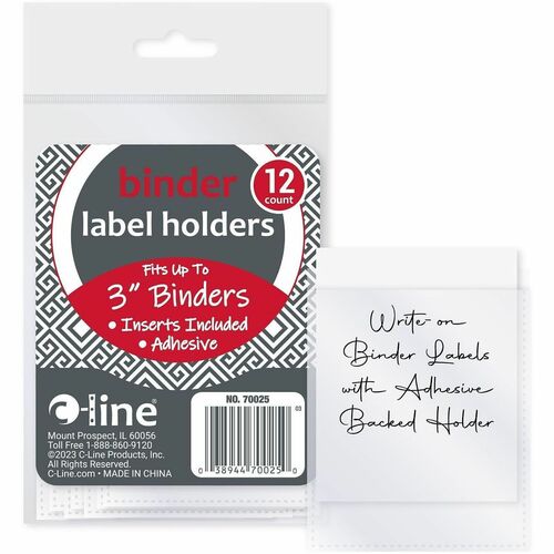 Holder, Label, Adhesive, Binder, 2-3" 12/PK