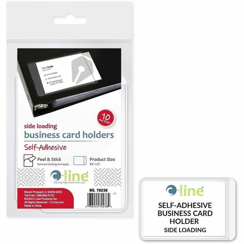 Holder, Business Card, Adhesive, Side, Clear 10/PK