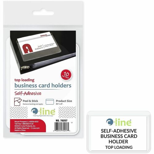 Holder, Busncrd, Adhesive, Top, Clear 10/PK