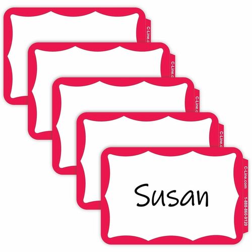 Name Badges, 3-1/2" x 2-1/4", Red Border 100/BX
