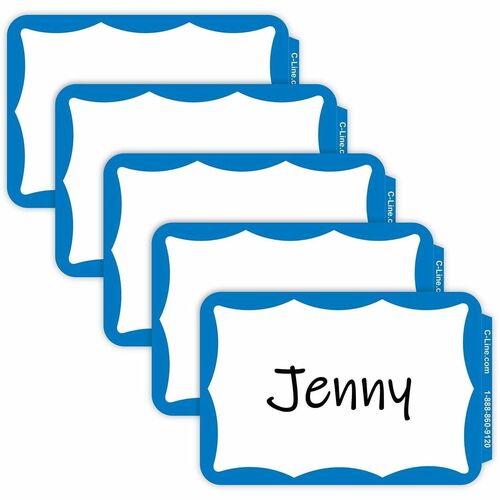 Name Badges, 3-1/2"x2-1/4", Blue Border 100/BX