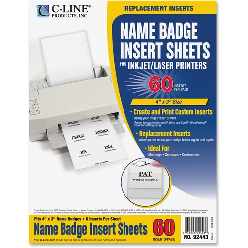 Insert, LSR/IJ, 4x3, White 60/PK