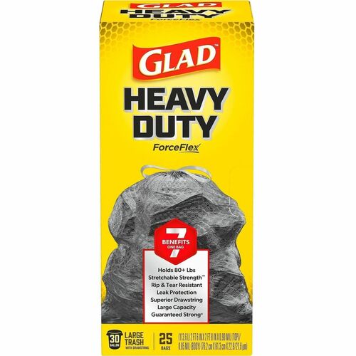 Trash Bags, Drawstring, 30 Gallon, Black
