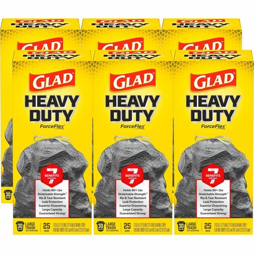 Trash Bags, Drawstring, 30 Gallon, Black 312/PL