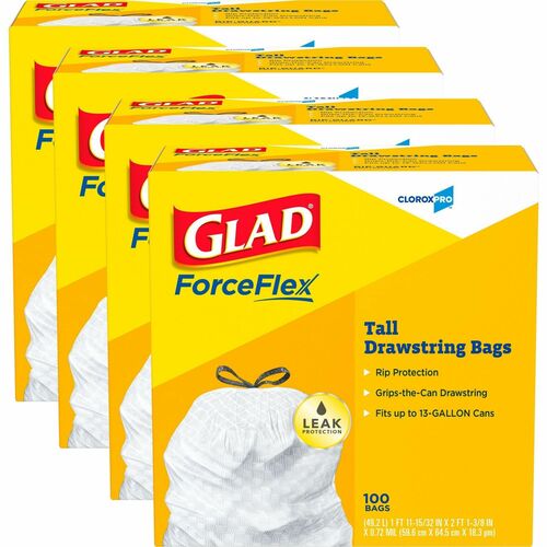 Tall Kitchen Bags, With Drawstring, 13 Gallon, 9 Mil, White 144/PL