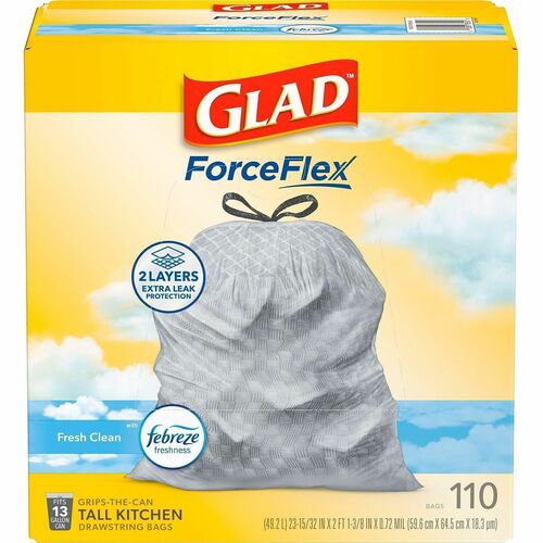 Garbage Bag, OdorShield, Fresh Clean, 13-Gal, Wet Environment 110/BX
