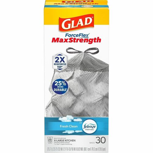 Kitchen Bags With Drawstring, 20 Gallon, White, 30 Bags
