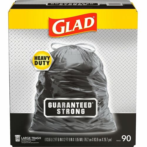 Bag, Trash, Drawstring, Black, 30 Gallon 90/CT