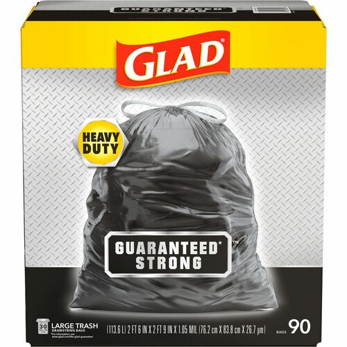 Trash Bags, Drawstring, 30 Gallon, 30"x33', Black, 80/BX Per Carton 68/PL