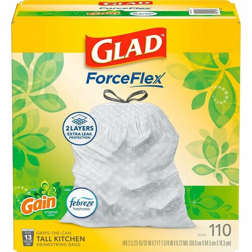 Trash Bags, Drawstring, 13 Gallon, 33-3/4"x25-3/8"x.72mil, WE 110/BX