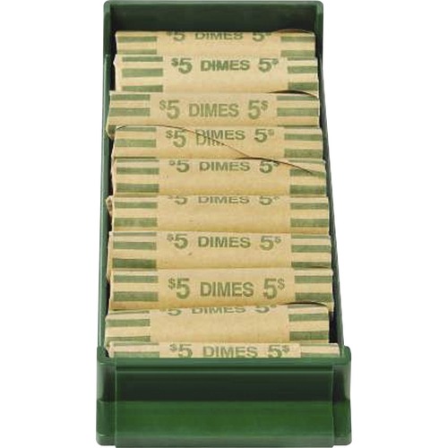 Tray, Coin Stick, Green Plastic 2/PK