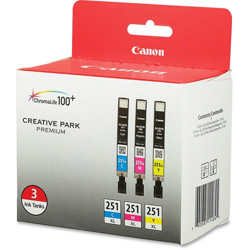Ink Cartridges, CLI-251 XL, Cyan/Magenta/Yellow 3/PK
