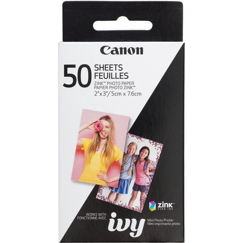 Photo Paper, ZINK, Glossy, For IVY Printers, 2" x 3", White, 50 Sheets