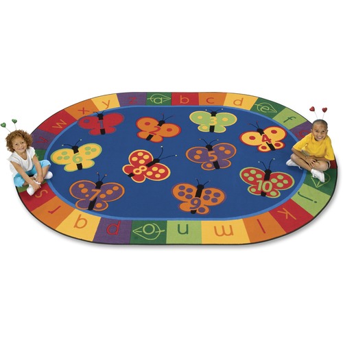 Butterfly Fun Rug, 123 ABC, Oval, 6'9"x9'5", Multi