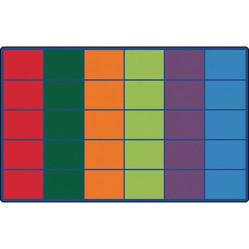 Rug, Rectangle, Squares, Seats 30, 7'6" x 12", Primary Colors