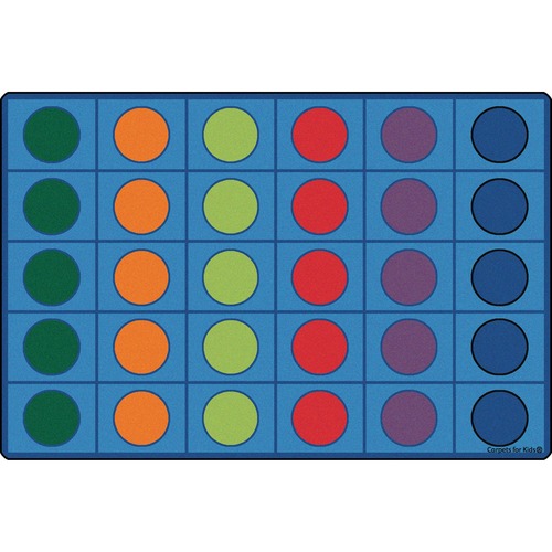 Rug, Rectangle, Circles, Seats 30, 7'6" x 12", Primary Colors