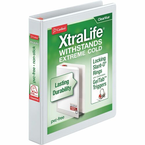 Clearvue Binder, D-Ring, 1" Capacity, 11" x 8-1/2", White