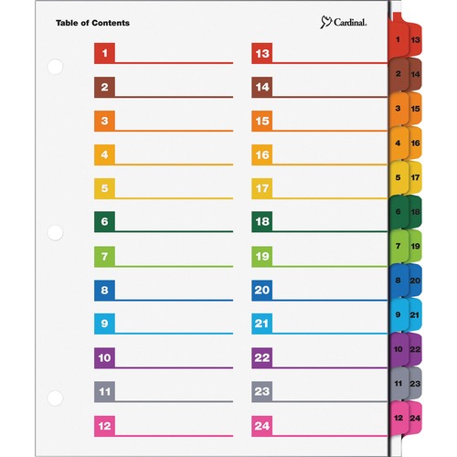 Dividers, Index, 24 Tab, Multi