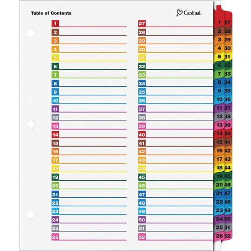 Dividers, Index, 52 Tab, Multi